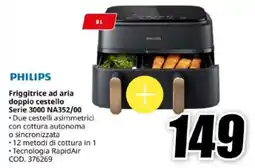 MediaWorld PHILIPS Friggitrice ad aria doppio cestello Serie 3000 NA352/00 offerta