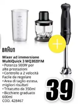 MediaWorld BRAUN Mixer ad immersione MultiQuick 3 MQ30201M offerta