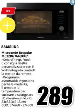 MediaWorld SAMSUNG Microonde Bespoke MC32DG7646KKE1 offerta