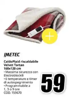 MediaWorld IMETEC Caldo Plaid riscaldabile Velvet Tartan offerta