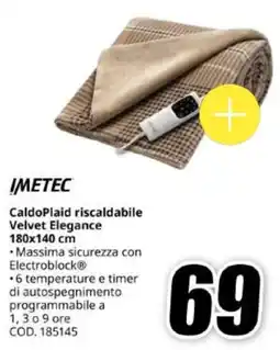 MediaWorld IMETEC CaldoPlaid riscaldabile Velvet Elegance 180x140 cm offerta