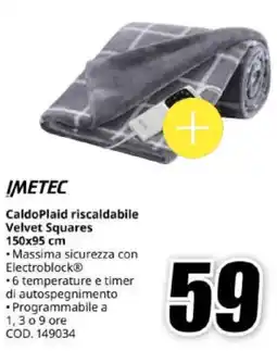 MediaWorld IMETEC CaldoPlaid riscaldabile Velvet Squares 150x95 cm offerta