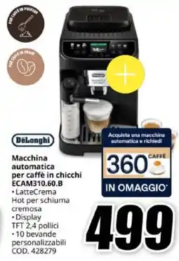 MediaWorld DeLonghi Macchina automatica per caffè in chicchi ECAM310.60.B offerta