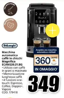MediaWorld DeLonghi Macchina automatica caffè in chicchi Magnifica ECAM220.21.BG offerta
