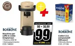 MediaWorld Caffe BORBONE Macchina per caffè in cialde Simplymoon + Cialde E.S.E. compostabili (200 pezzi) offerta