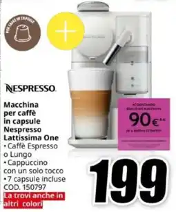 MediaWorld NESPRESSO Macchina per caffè in capsule Nespresso Lattissima One offerta