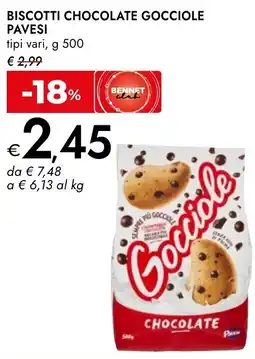 Bennet Biscotti chocolate gocciole PAVESI offerta