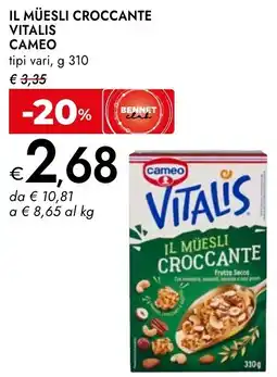 Bennet Il müesli croccante VITALIS CAMEO offerta