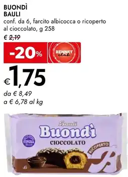 Bennet BUONDÌ Bauli conf. da 6, farcito albicocca o ricoperto al cioccolato offerta