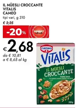 Bennet Il müesli croccante vitalis CAMEO offerta