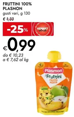 Bennet Fruttini 100% PLASMON offerta