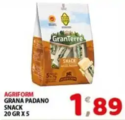 Mio Market Agriform grana padano snack offerta