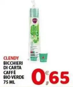 Mio Market Clendy bicchieri di carta caffè bio verde offerta