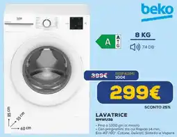 Euronics beko LAVATRICE BMWU38 offerta
