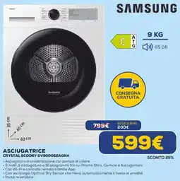 Euronics SAMSUNG CRYSTAL ECODRY DV90DG52A0AH offerta