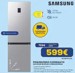 Euronics SAMSUNG FRIGORIFERO COMBINATO AIR SPACE ECOFLEX AI RB34C675DSA offerta