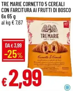 Galassia Tre marie cornetto 5 cereali con farcitura ai frutti di bosco offerta