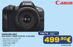 Euronics Canon MIRRORLESS EOS R100+ OBIETTIVO RF-S 18/451S offerta