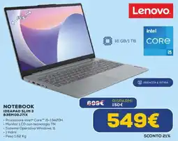 Euronics Lenovo NOTEBOOK IDEAPAD SLIM 3 83EM00J7IX offerta