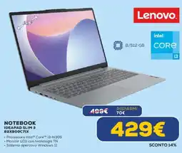 Euronics Lenovo NOTEBOOK IDEAPAD SLIM 3 82XB00C7IX offerta