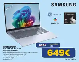 Euronics SAMSUNG NOTEBOOK GALAXY BOOK 4 EDGE NP750XQB-KA2IT offerta