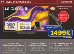 Euronics LG 55" OLED evo Al Serie G5S OLED55G56 offerta
