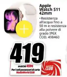MediaWorld Apple Watch S11 42mm offerta