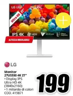 MediaWorld LG Monitor 27US550 4K 27'' offerta