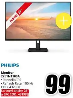 MediaWorld PHILIPS Monitor 27E1N1100A offerta