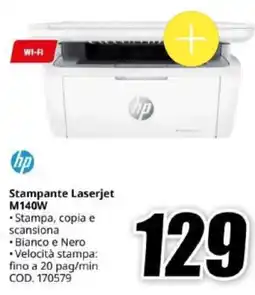 MediaWorld hp Stampante Laserjet M140W offerta