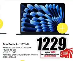 MediaWorld MacBook Air 13″ M4 offerta