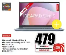MediaWorld Lenovo Notebook IdeaPad Slim 3 offerta