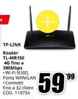MediaWorld TP-LINK Router TL-MR150 4G fino a 300Mbps offerta