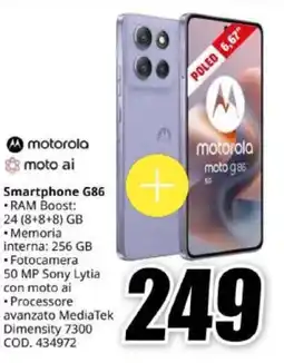 MediaWorld motorola Smartphone G86 offerta