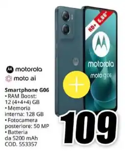 MediaWorld motorola Smartphone G06 offerta