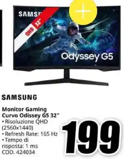 MediaWorld SAMSUNG Monitor Gaming Curvo Odissey G5 32" offerta