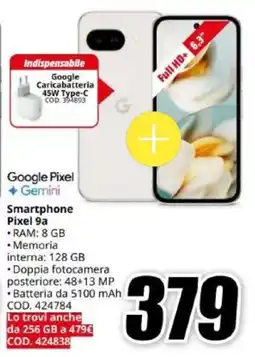 MediaWorld Google Pixel Smartphone Pixel 9a offerta