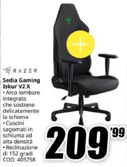 MediaWorld RAZER Sedia Gaming Iskur V2 X offerta