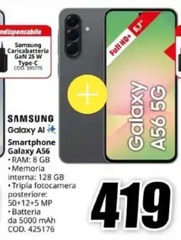 MediaWorld SAMSUNG Smartphone Galaxy A56 offerta
