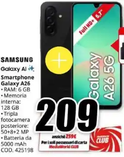 MediaWorld SAMSUNG Smartphone Galaxy A26 offerta