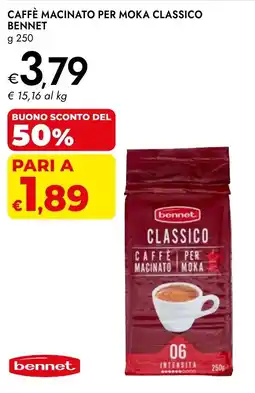 Bennet Caffè macinato per moka classico BENNET offerta