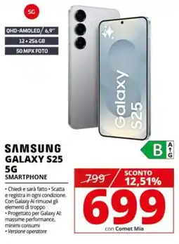 Comet SAMSUNG GALAXY S25 5G SMARTPHONE offerta