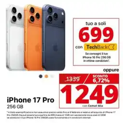 Comet iPhone 17 Pro 256 GB offerta