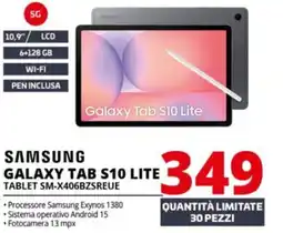 Comet SAMSUNG GALAXY TAB S10 LITE TABLET SM-X406BZSREUE offerta