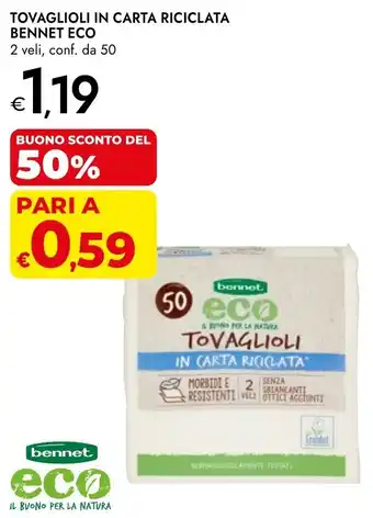 Bennet Tovaglioli in carta riciclata BENNET ECO offerta