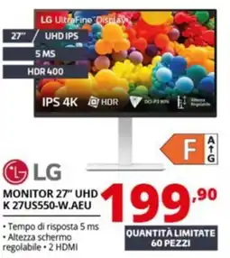 Comet LG MONITOR 27" UHD K 27US550-W.AEU offerta