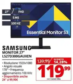 Comet SAMSUNG MONITOR 27" LS27D300GAUXEN offerta