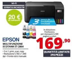 Comet EPSON MULTIFUNZIONE ECOTANK ET-2864 offerta