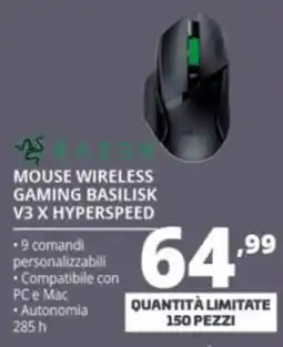 Comet Razer mouse wireless gaming basilisk v3 x hyperspeed offerta