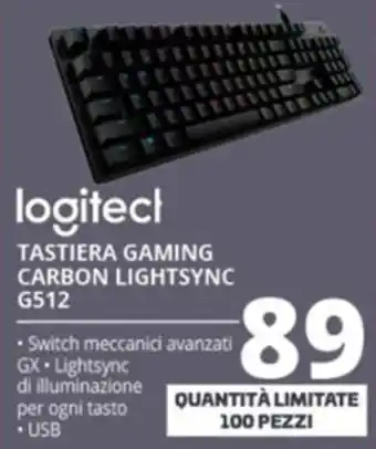 Comet logitech TASTIERA GAMING CARBON LIGHTSYNC G512 offerta